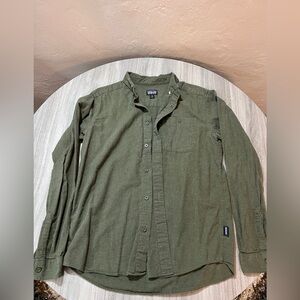 mens patagonia organic cotton long sleeve shirt size medium color green